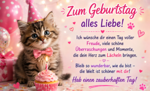 Süße Geburtstagskarte mit Katze – Herzliche Glückwünsche zum Geburtstag